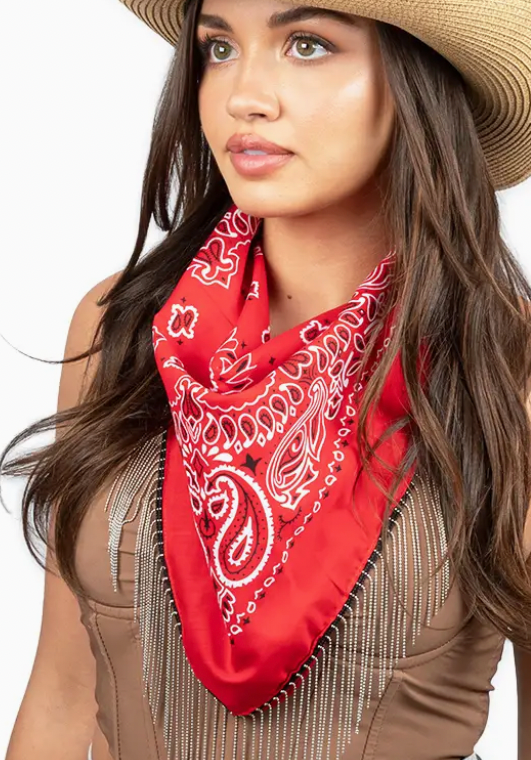 Bling Fringe Bandana-Scarves-david and young-The Silo Boutique, Women's Fashion Boutique Located in Warren and Grand Forks North Dakota