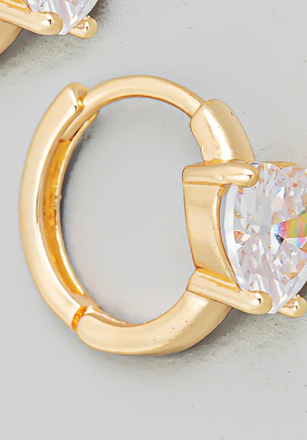 Mini Crystal Heart Huggie Earrings-earrings-Fame-The Silo Boutique, Women's Fashion Boutique Located in Warren and Grand Forks North Dakota