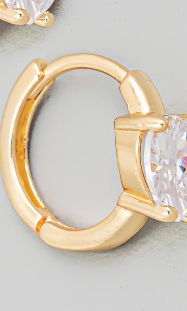 Mini Crystal Heart Huggie Earrings-earrings-Fame-The Silo Boutique, Women's Fashion Boutique Located in Warren and Grand Forks North Dakota