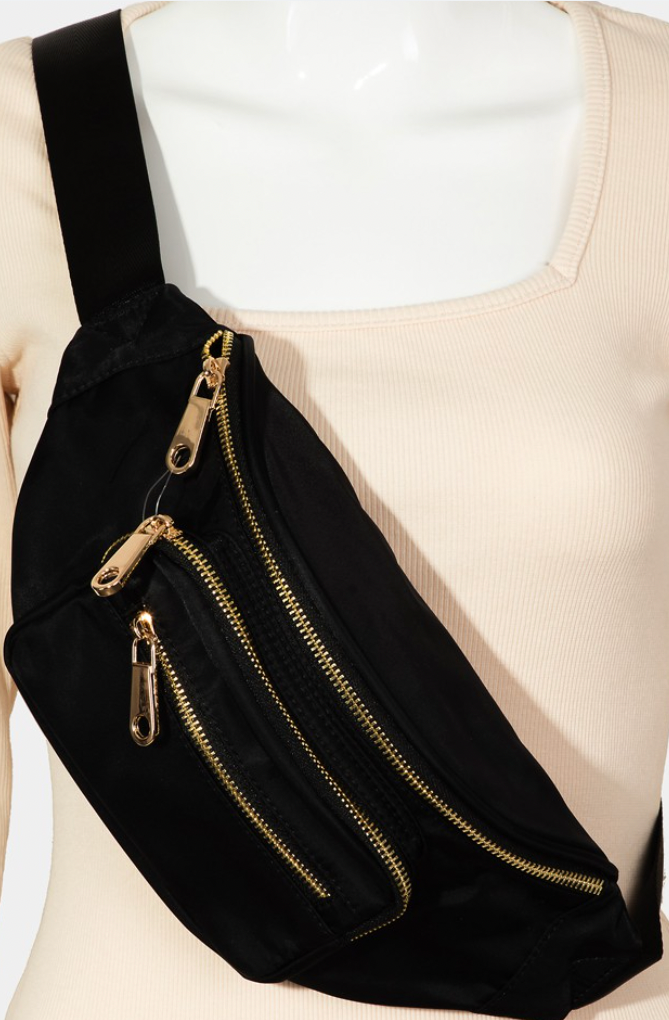 Black Nylon Fanny Purse-Final Sale-Purses-Fame-The Silo Boutique, Women's Fashion Boutique Located in Warren and Grand Forks North Dakota