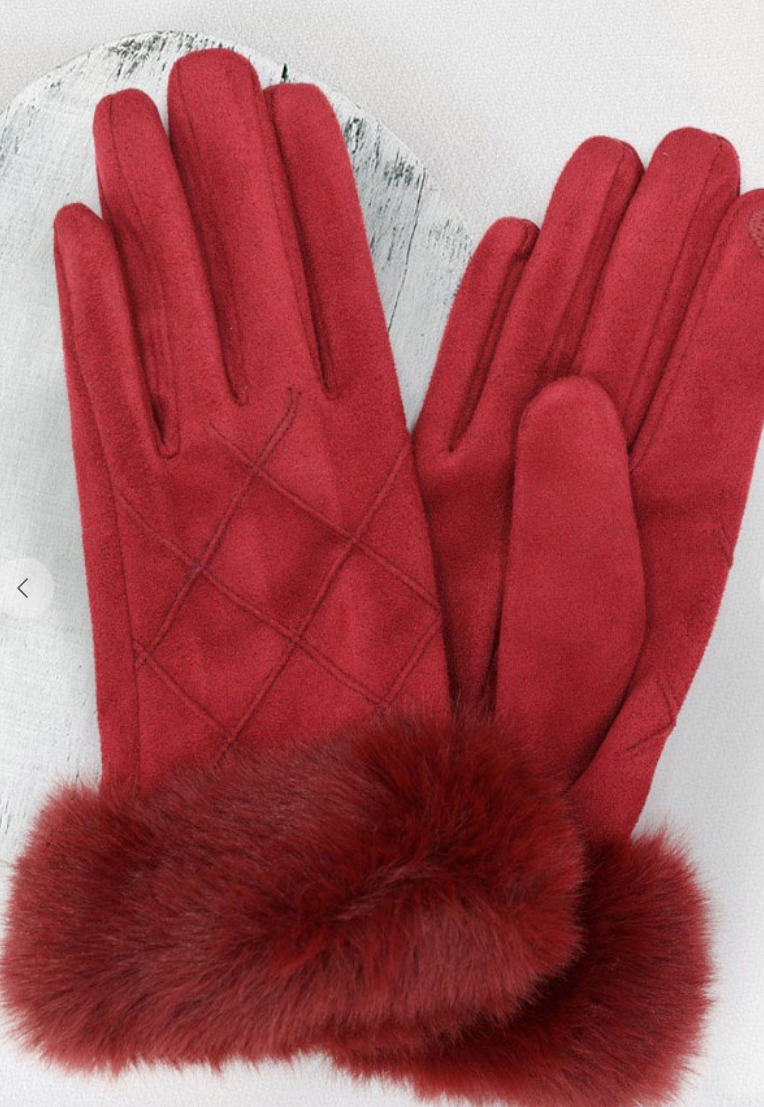 Sophie Fluffy Faux Fur Suede Gloves-Final Sale-Gloves & Mittens-urbanista-The Silo Boutique, Women's Fashion Boutique Located in Warren and Grand Forks North Dakota