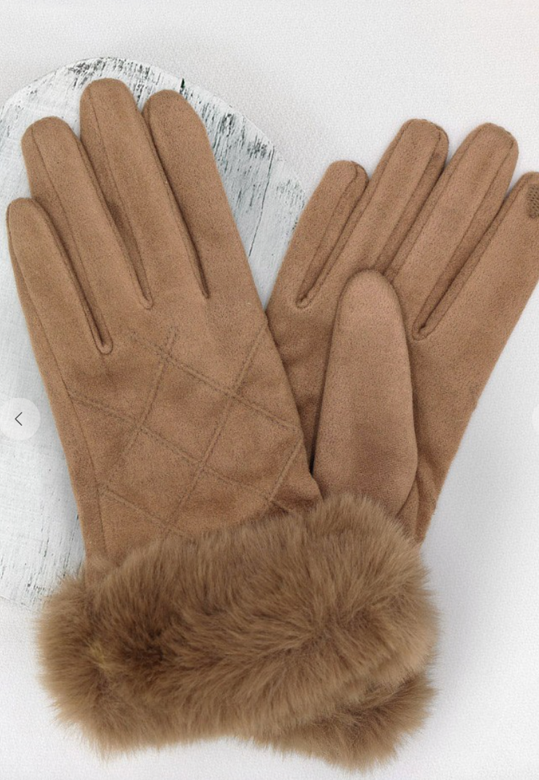 Sophie Fluffy Faux Fur Suede Gloves-Final Sale-Gloves & Mittens-urbanista-The Silo Boutique, Women's Fashion Boutique Located in Warren and Grand Forks North Dakota