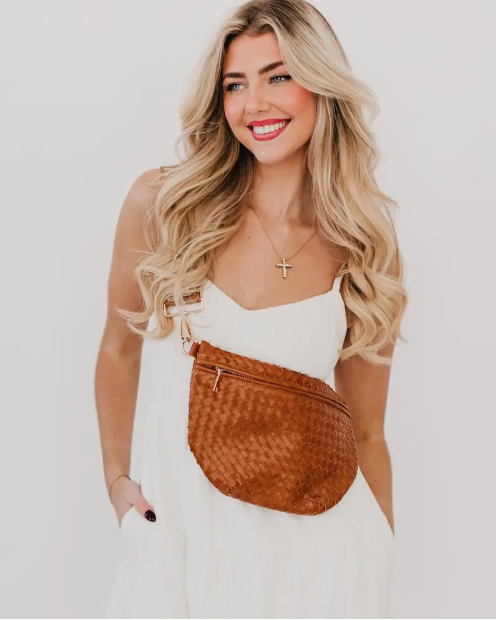Pretty Simple Westlyn Woven Bum Bag-Brown-pretty simple-The Silo Boutique, Women's Fashion Boutique Located in Warren and Grand Forks North Dakota