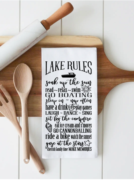 Lake Rules Tea Towel-Tea Towels-Porter Lane-The Silo Boutique, Women's Fashion Boutique Located in Warren and Grand Forks North Dakota