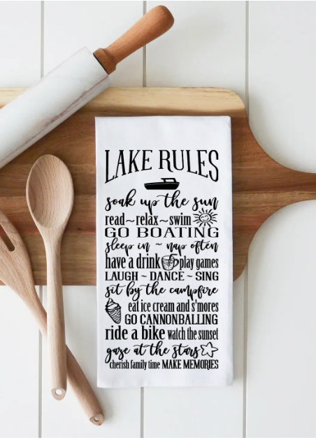 Lake Rules Tea Towel-Tea Towels-Porter Lane-The Silo Boutique, Women's Fashion Boutique Located in Warren and Grand Forks North Dakota