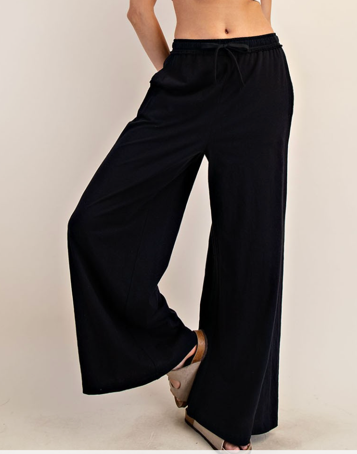 Cotton Slub Lounge Pants-Black-joggers-rae mode-The Silo Boutique, Women's Fashion Boutique Located in Warren and Grand Forks North Dakota