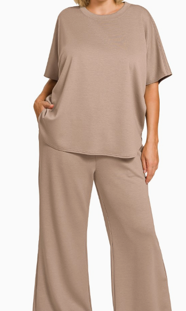Stella Scuba Set-Light Mocha-Long Sleeve Tops-Zenana-The Silo Boutique, Women's Fashion Boutique Located in Warren and Grand Forks North Dakota