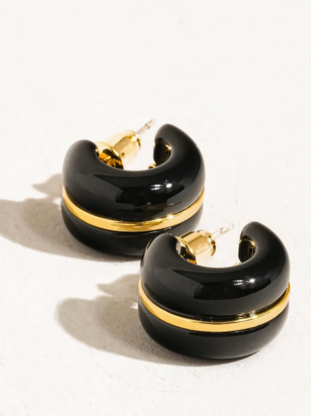Arlo Black Small C Hoop Earring-Earrings-maiq-The Silo Boutique, Women's Fashion Boutique Located in Warren and Grand Forks North Dakota