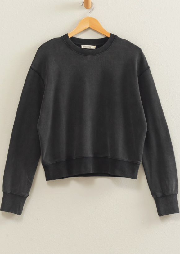 Lillian Crew Sweatshirt-Black-Sweatshirts-hyfve-The Silo Boutique, Women's Fashion Boutique Located in Warren and Grand Forks North Dakota