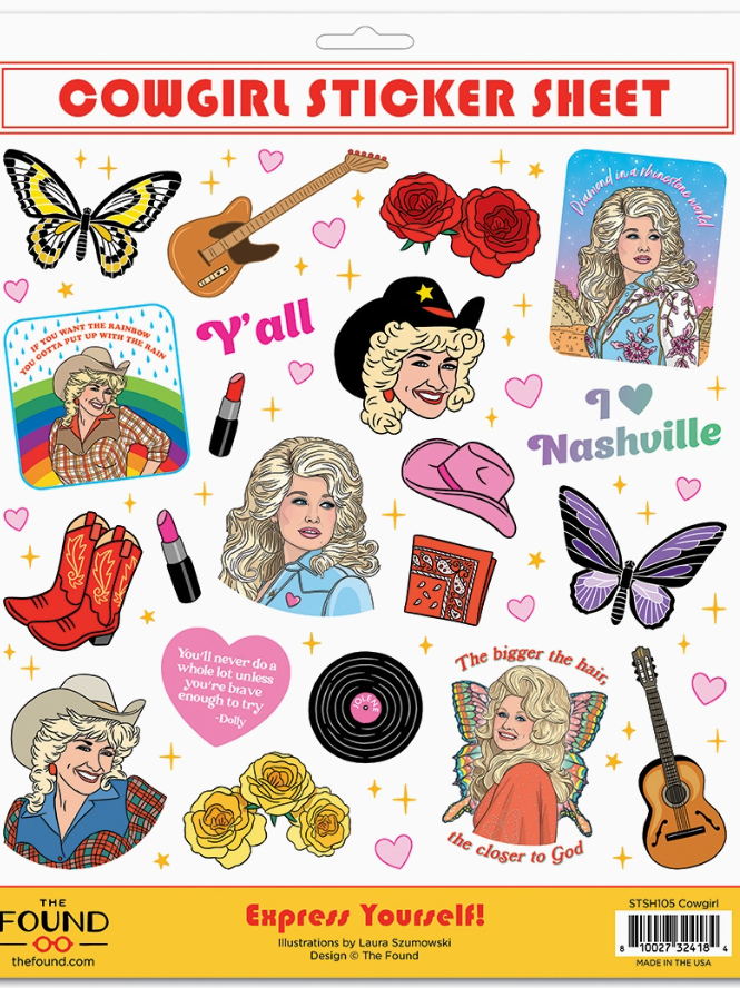 Dolly Cowgirl Sticker Sheet-Stickers-fair-The Silo Boutique, Women's Fashion Boutique Located in Warren and Grand Forks North Dakota