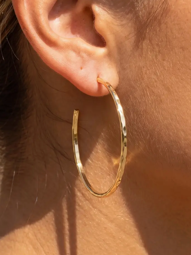 Hammered Hoop Earrings-Gold-Earrings-Fame-The Silo Boutique, Women's Fashion Boutique Located in Warren and Grand Forks North Dakota