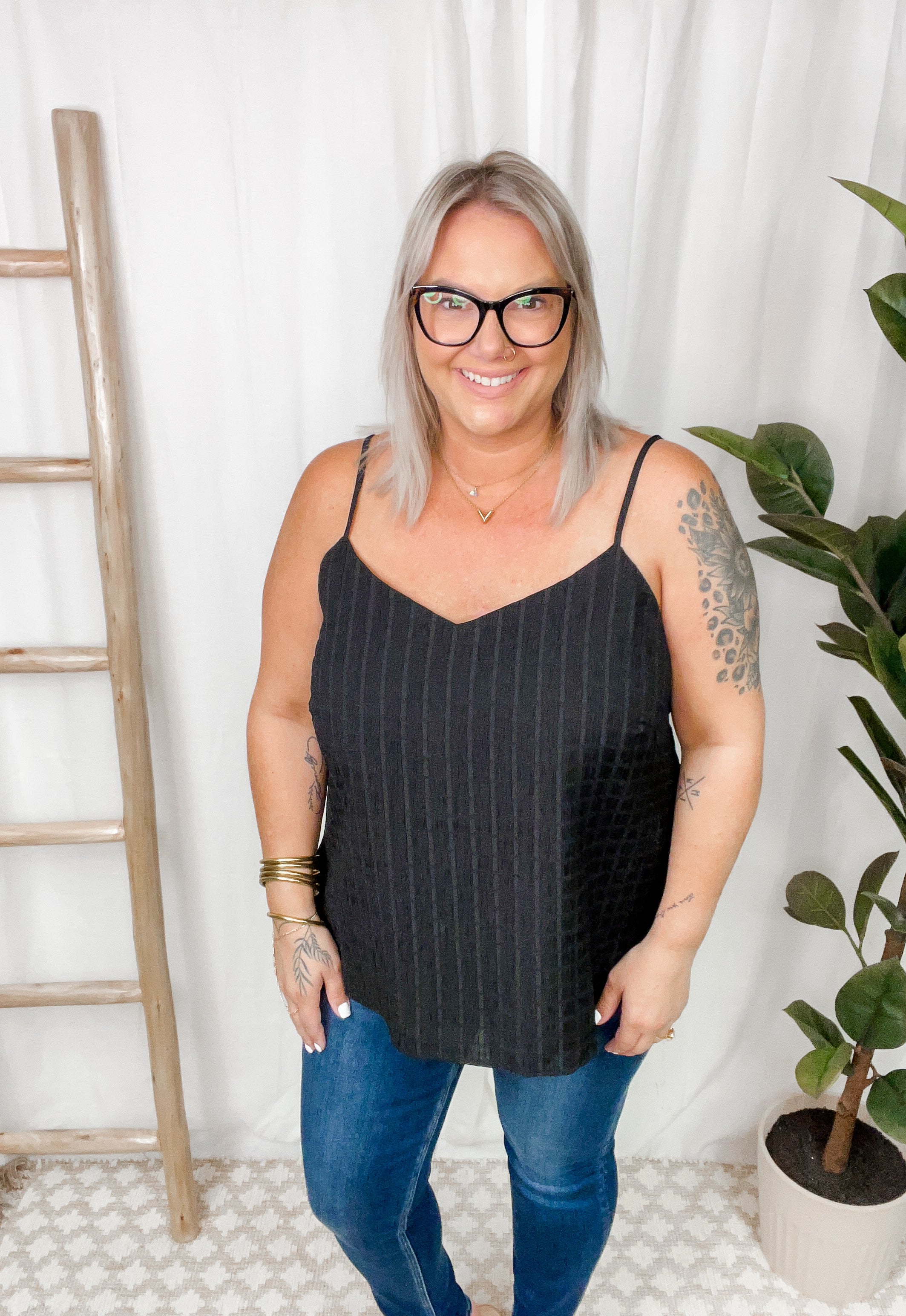 Black Crinkle Cami-Cami-gilli-The Silo Boutique, Women's Fashion Boutique Located in Warren and Grand Forks North Dakota