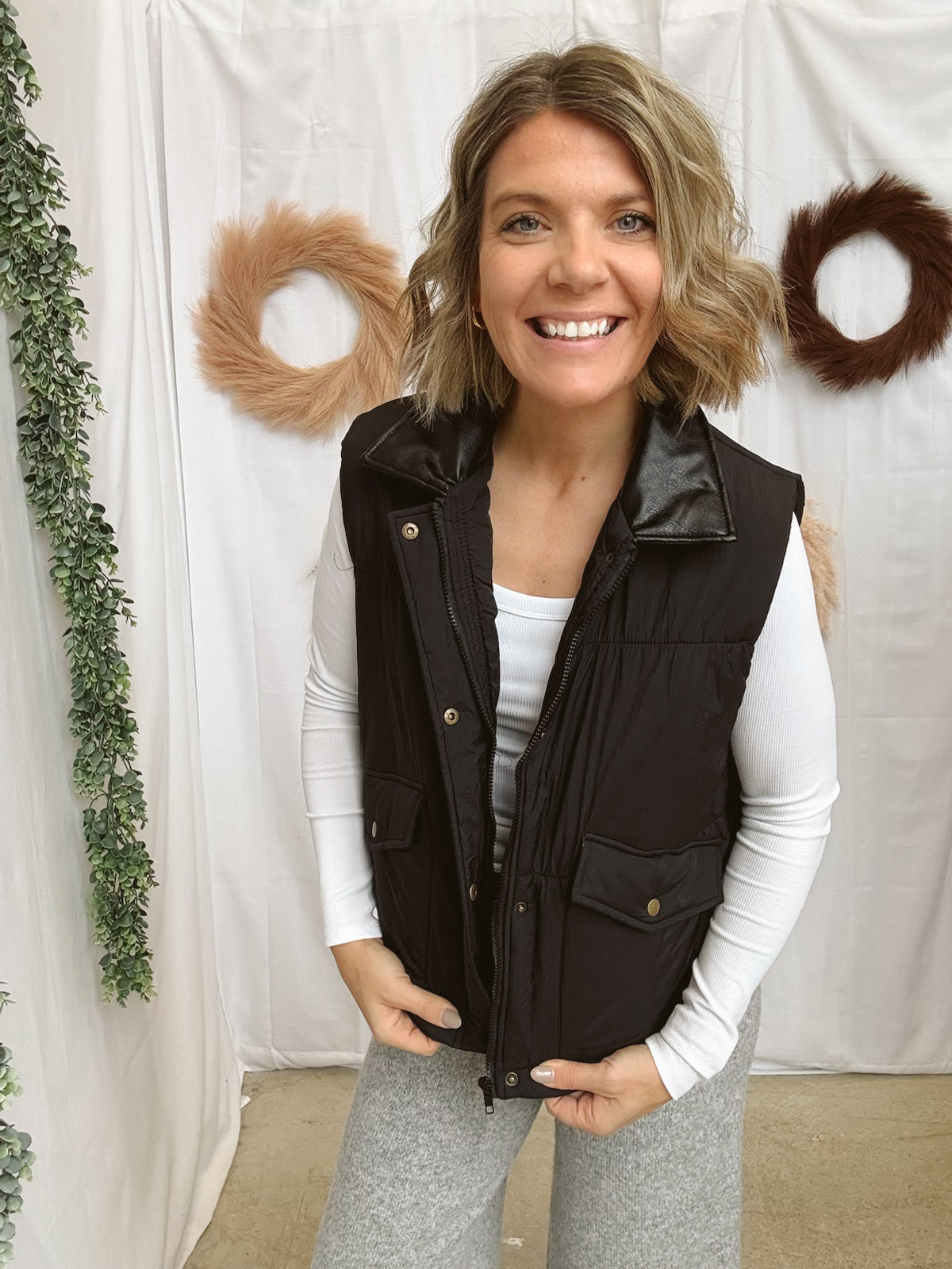 Vicky Black Vest-Vests-blu pepper-The Silo Boutique, Women's Fashion Boutique Located in Warren and Grand Forks North Dakota