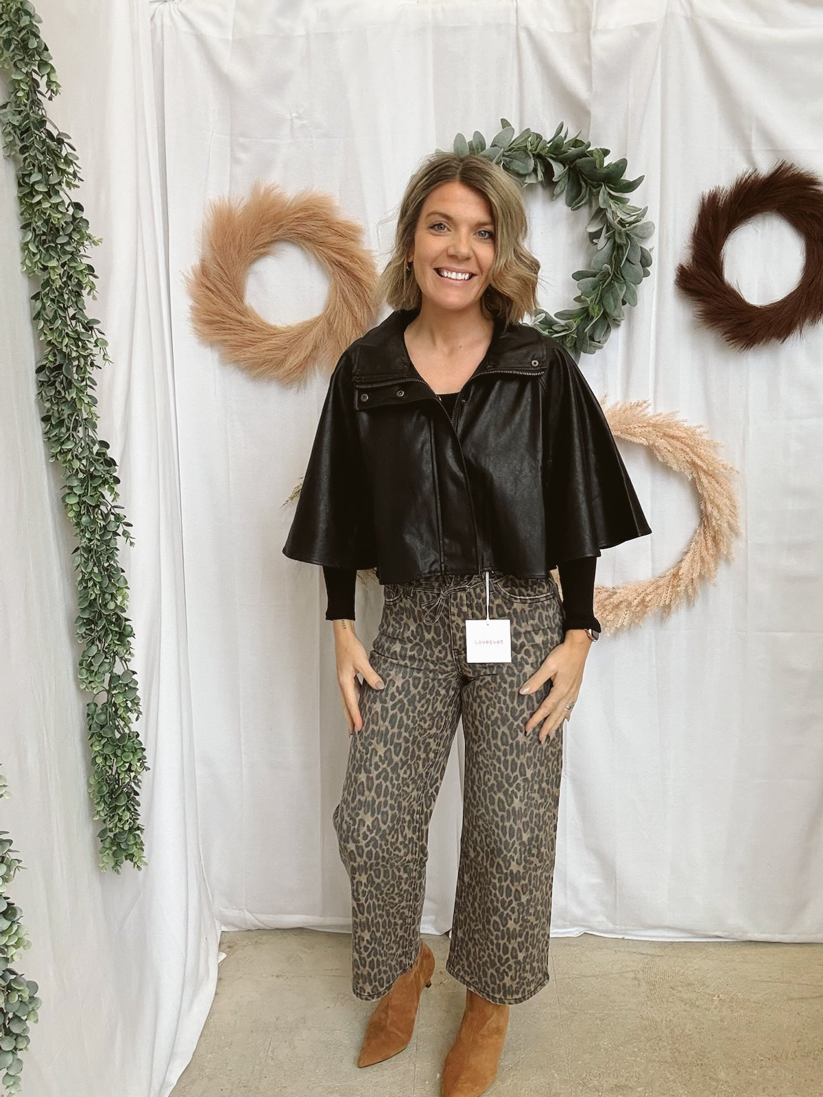 Staza Leather Poncho-Black-Coats & Jackets-whiteroom-The Silo Boutique, Women's Fashion Boutique Located in Warren and Grand Forks North Dakota
