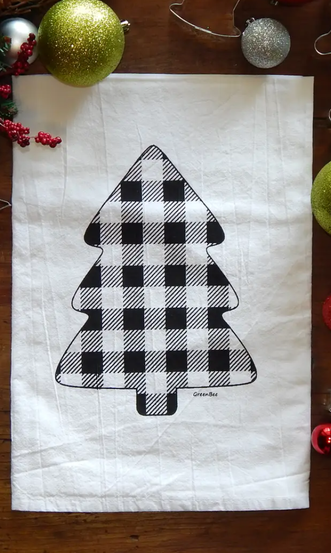 Buffalo Check Tree Tea Towel-Tea Towels-Green Bee-The Silo Boutique, Women's Fashion Boutique Located in Warren and Grand Forks North Dakota