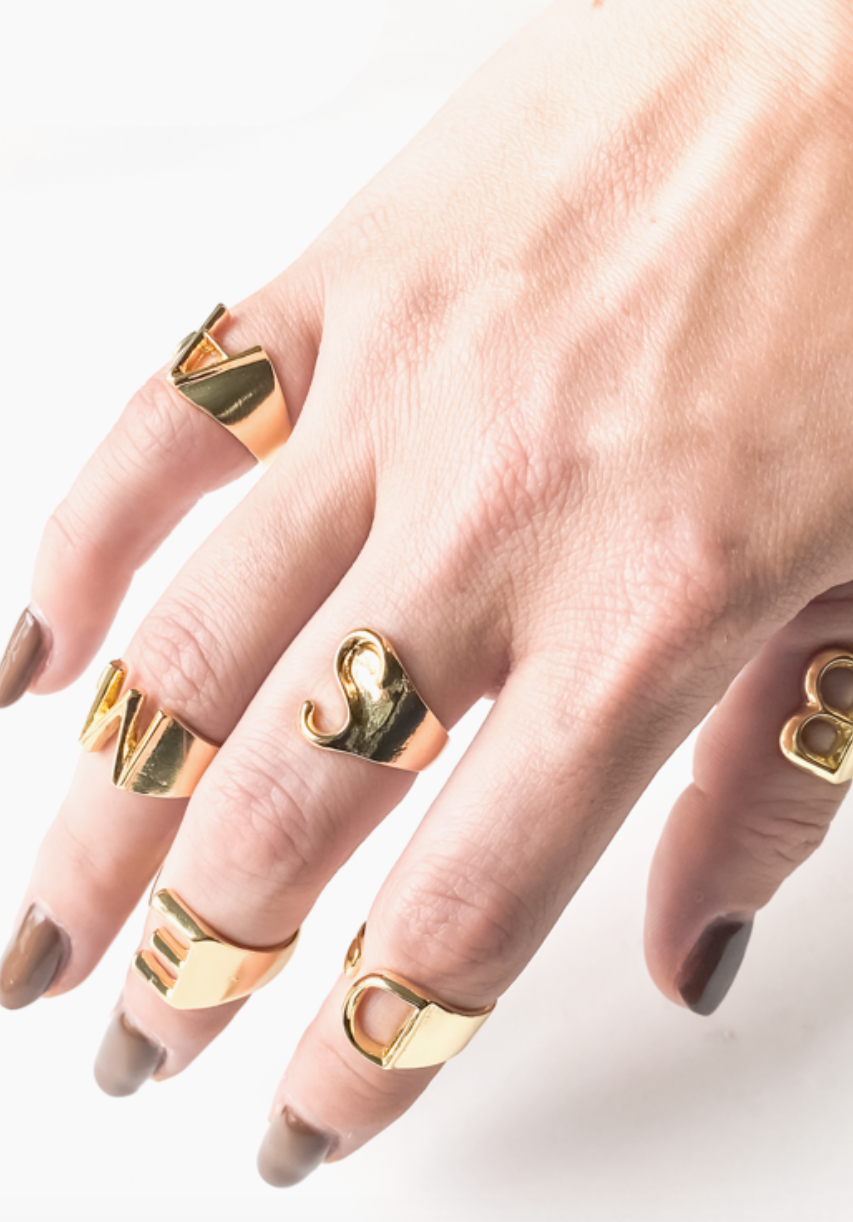 Adjustable Initial Ring-Rings-mark Ash-The Silo Boutique, Women's Fashion Boutique Located in Warren and Grand Forks North Dakota