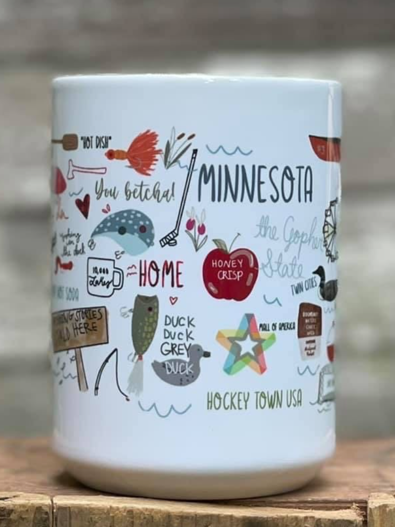 Minnesota Coffee Mug-Coffee Mugs-ivory and sage-The Silo Boutique, Women's Fashion Boutique Located in Warren and Grand Forks North Dakota