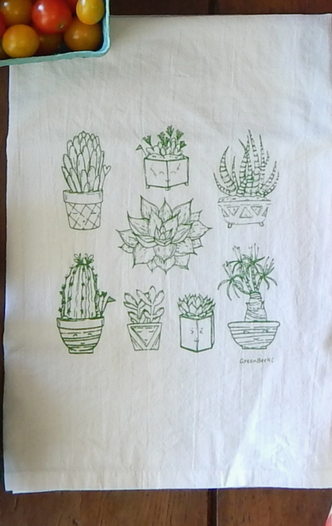 Succulents Dish Towel-Tea Towels-Green Bee-The Silo Boutique, Women's Fashion Boutique Located in Warren and Grand Forks North Dakota