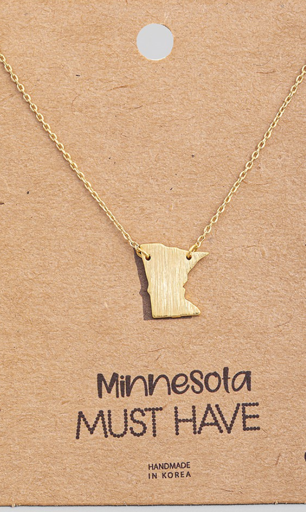 Gold Minnesota Necklace-Necklaces-Fame-The Silo Boutique, Women's Fashion Boutique Located in Warren and Grand Forks North Dakota