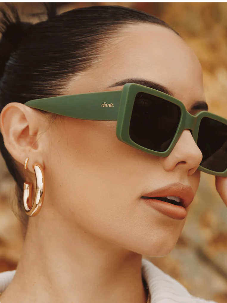 Dime Brunch Matte Olive Sunglasses-Sunglasses-dime-The Silo Boutique, Women's Fashion Boutique Located in Warren and Grand Forks North Dakota