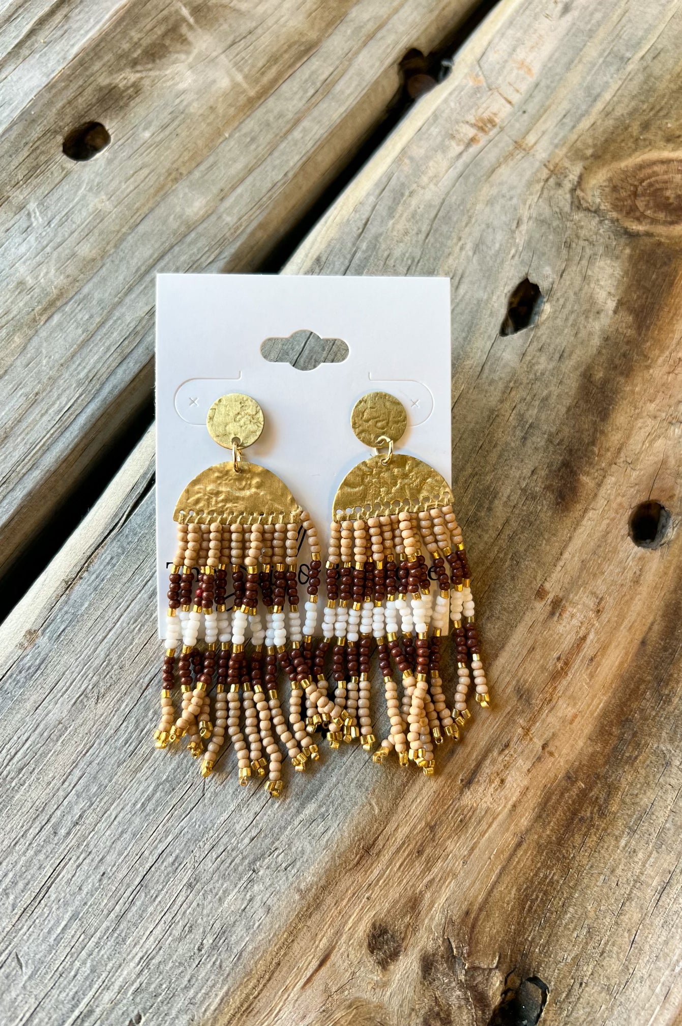 Pan Brown Mix Beaded Earrings-earrings-panaache-The Silo Boutique, Women's Fashion Boutique Located in Warren and Grand Forks North Dakota