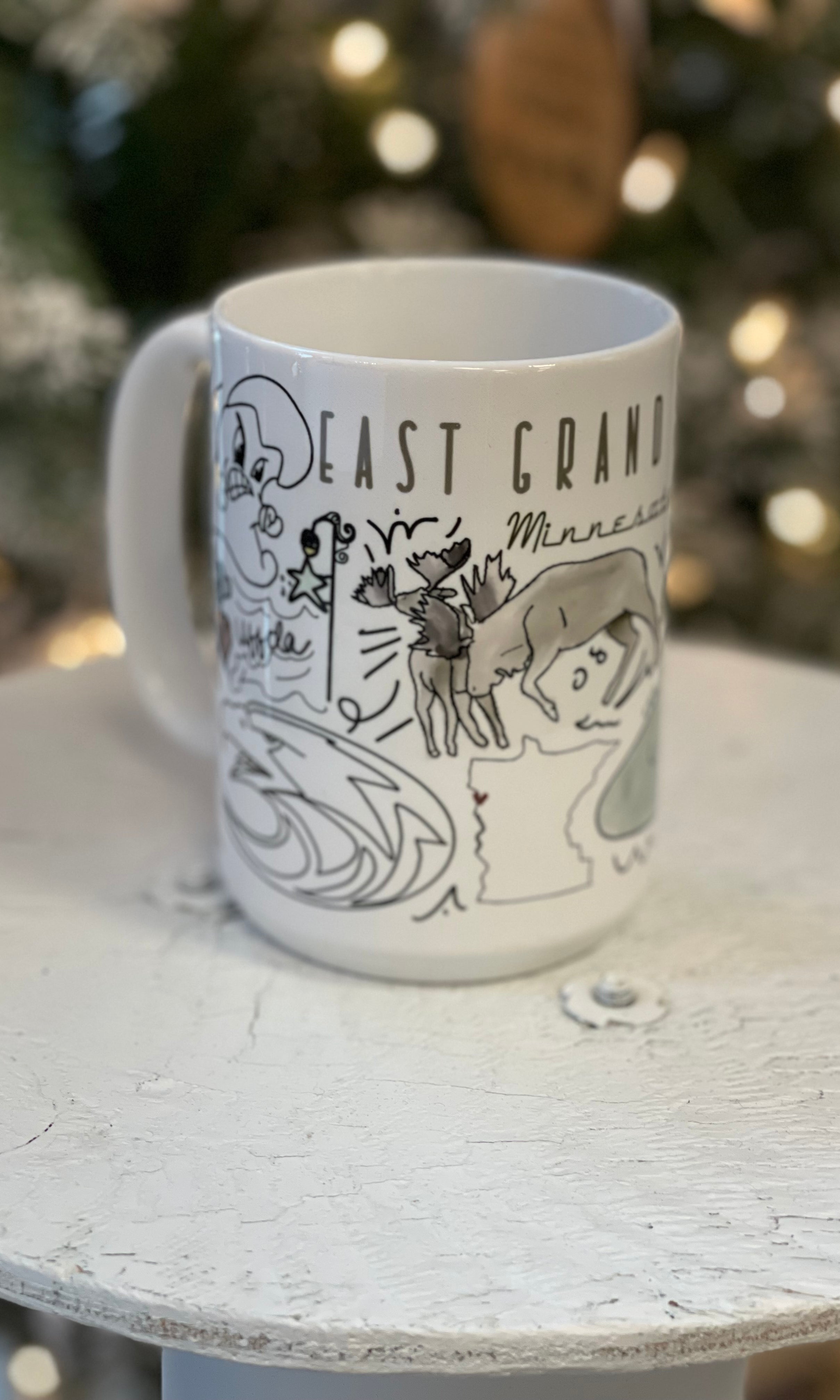 East Grand Forks Coffee Mug-Coffee Mugs-ivory and sage-The Silo Boutique, Women's Fashion Boutique Located in Warren and Grand Forks North Dakota