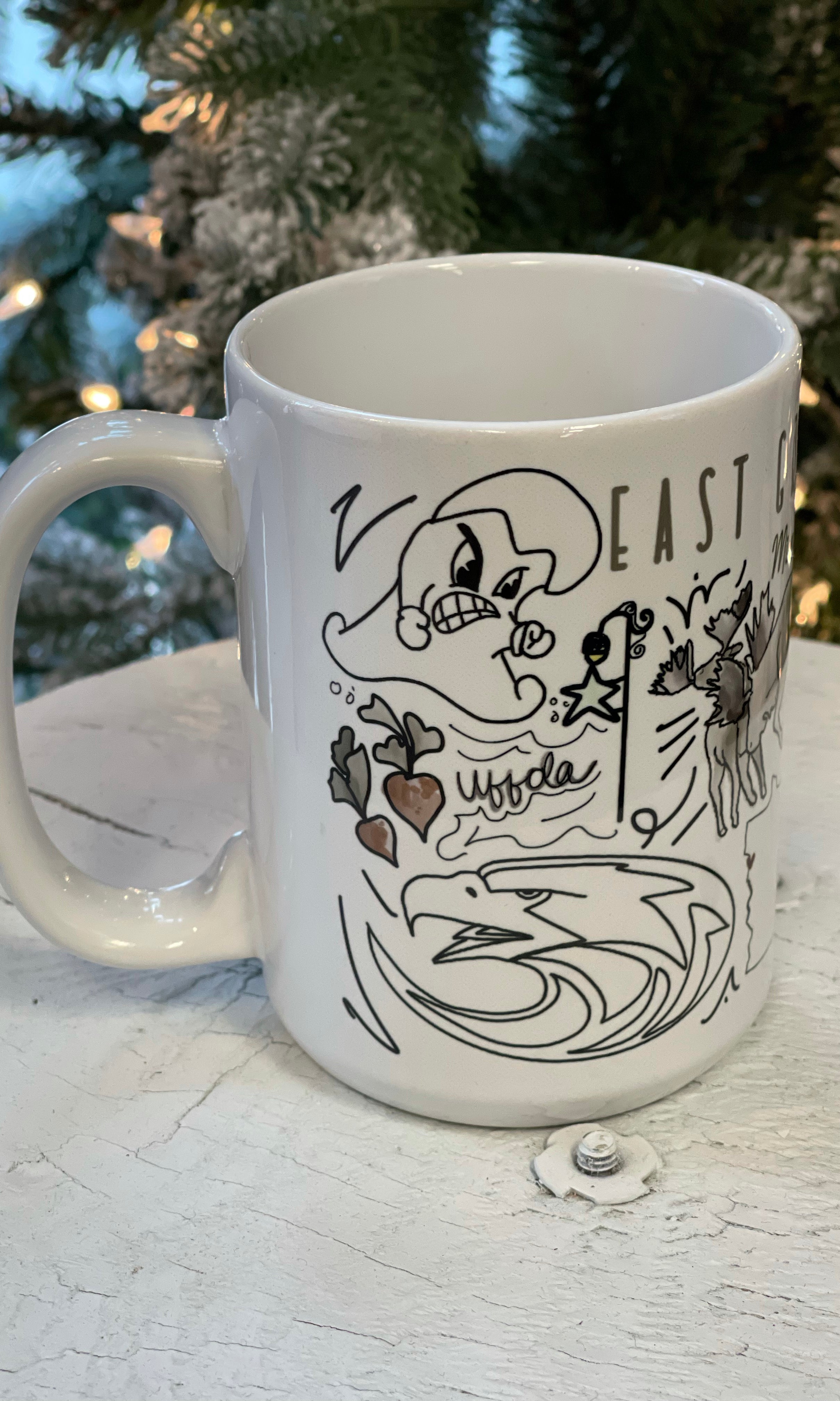 East Grand Forks Coffee Mug-Coffee Mugs-ivory and sage-The Silo Boutique, Women's Fashion Boutique Located in Warren and Grand Forks North Dakota