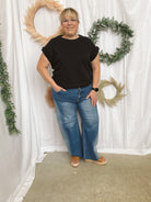 Eve Braided Sleeve Top-Black-Short Sleeve Tops-ENTRO-The Silo Boutique, Women's Fashion Boutique Located in Warren and Grand Forks North Dakota