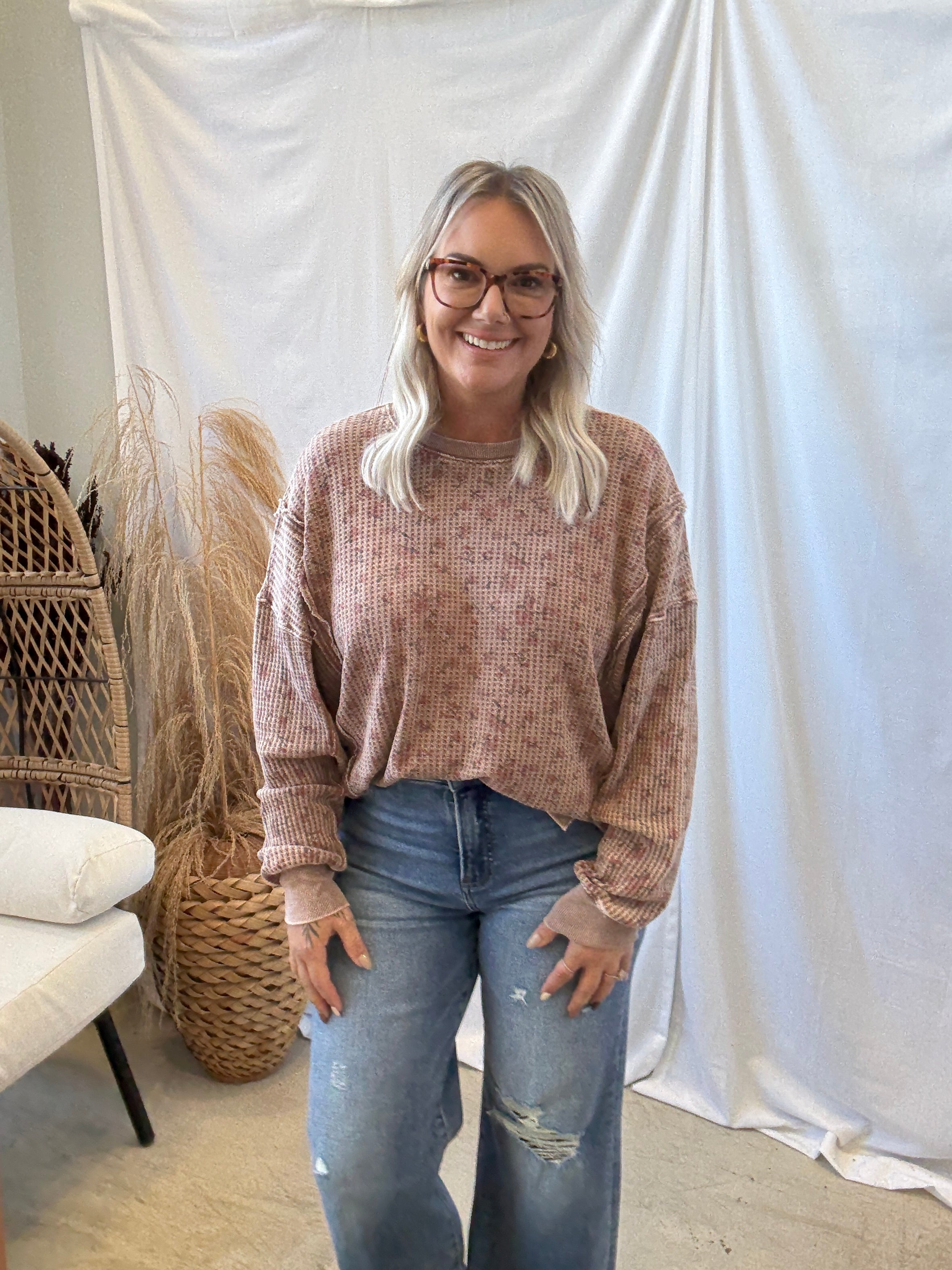 Mocha Thermal Long Sleeve Top-Long Sleeve Tops-easel-The Silo Boutique, Women's Fashion Boutique Located in Warren and Grand Forks North Dakota