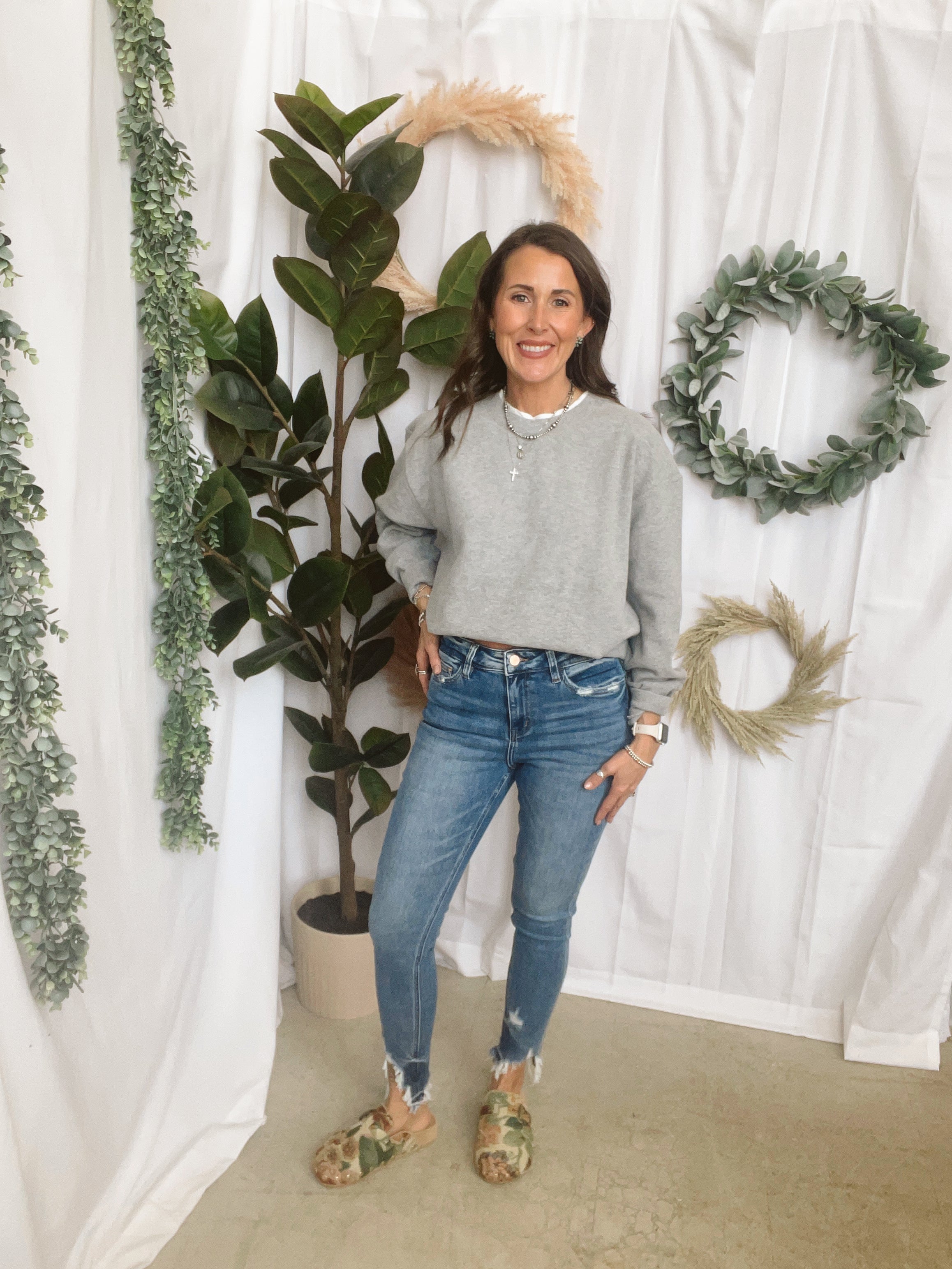 Always On Grey Crew Shirt-Long Sleeve Tops-by together-The Silo Boutique, Women's Fashion Boutique Located in Warren and Grand Forks North Dakota