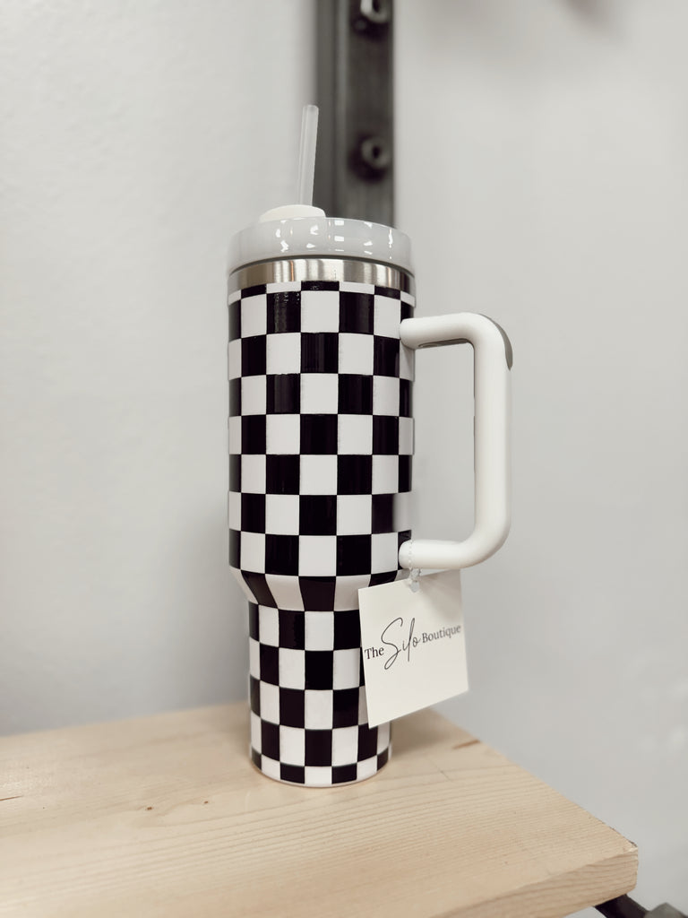 Checkered Tumbler-Drinkware-blakely-The Silo Boutique, Women's Fashion Boutique Located in Warren and Grand Forks North Dakota