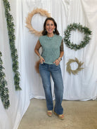 Teal Flora Crochet Sweater Top-Tank Tops-be cool-The Silo Boutique, Women's Fashion Boutique Located in Warren and Grand Forks North Dakota