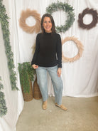 Lana Mock Long Sleeve Top-Black-Long Sleeve Tops-staccato-The Silo Boutique, Women's Fashion Boutique Located in Warren and Grand Forks North Dakota