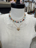 Joss Layered Beaded Heart Necklace-Necklaces-joss-The Silo Boutique, Women's Fashion Boutique Located in Warren and Grand Forks North Dakota