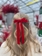 Red Velvet Bow-Hair Accessories-wall to wall-The Silo Boutique, Women's Fashion Boutique Located in Warren and Grand Forks North Dakota