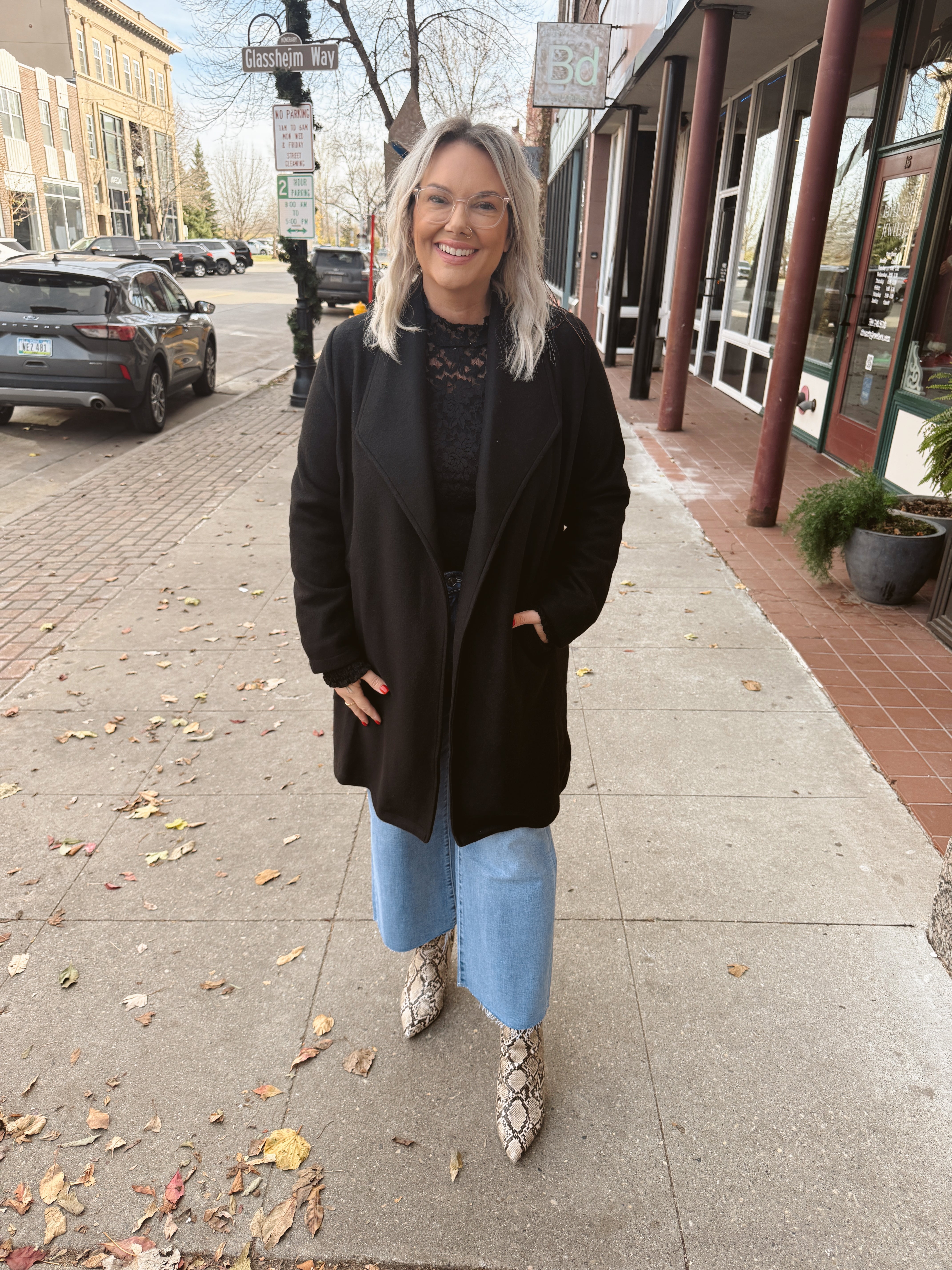 Black Open Knit Sweater Jacket-Cardigans-bluivy-The Silo Boutique, Women's Fashion Boutique Located in Warren and Grand Forks North Dakota