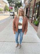 Raw Seam Cool Cardigan-Persimmon-Cardigans-be cool-The Silo Boutique, Women's Fashion Boutique Located in Warren and Grand Forks North Dakota