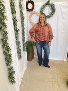 Delta Plaid Mix Flannel-Red-Long Sleeve Tops-Easel-The Silo Boutique, Women's Fashion Boutique Located in Warren and Grand Forks North Dakota