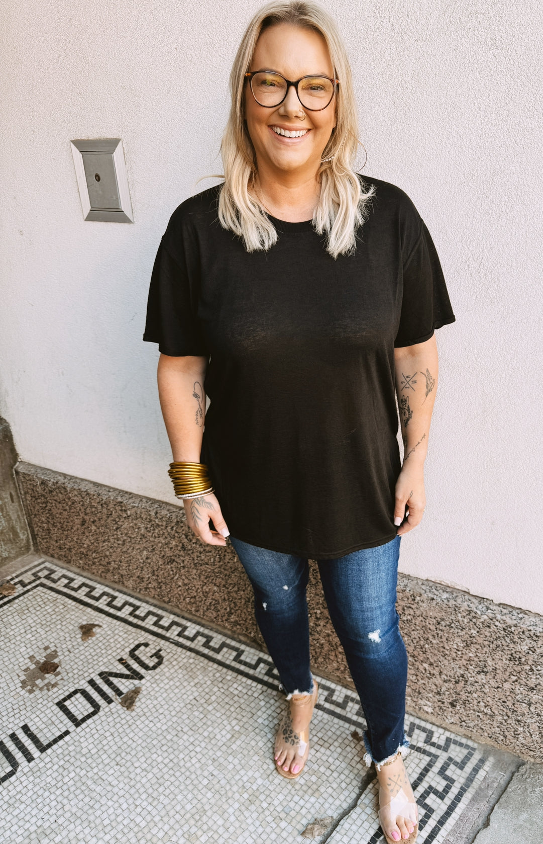 Black Slub Oversized Tee-Final Sale Online Only-Short Sleeve Top-wishlist-The Silo Boutique, Women's Fashion Boutique Located in Warren and Grand Forks North Dakota