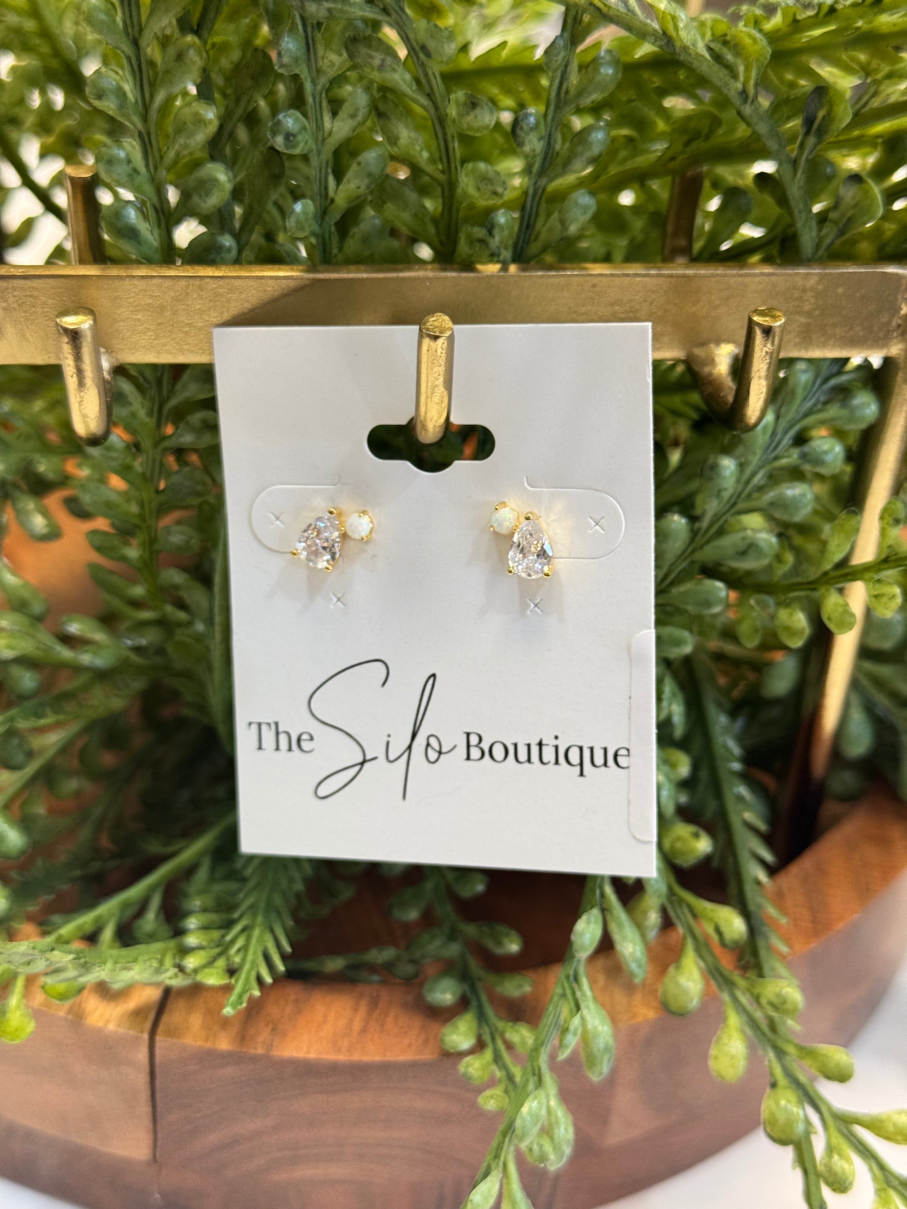 Rhinestone Teardrop Earrings-Earrings-Fame-The Silo Boutique, Women's Fashion Boutique Located in Warren and Grand Forks North Dakota