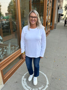 Connie Crew Neck Long Sleeve Top-White-Long Sleeve Tops-Zenana-The Silo Boutique, Women's Fashion Boutique Located in Warren and Grand Forks North Dakota