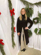 Mimosa Slit Sweater-Black-Sweaters-mimosa-The Silo Boutique, Women's Fashion Boutique Located in Warren and Grand Forks North Dakota