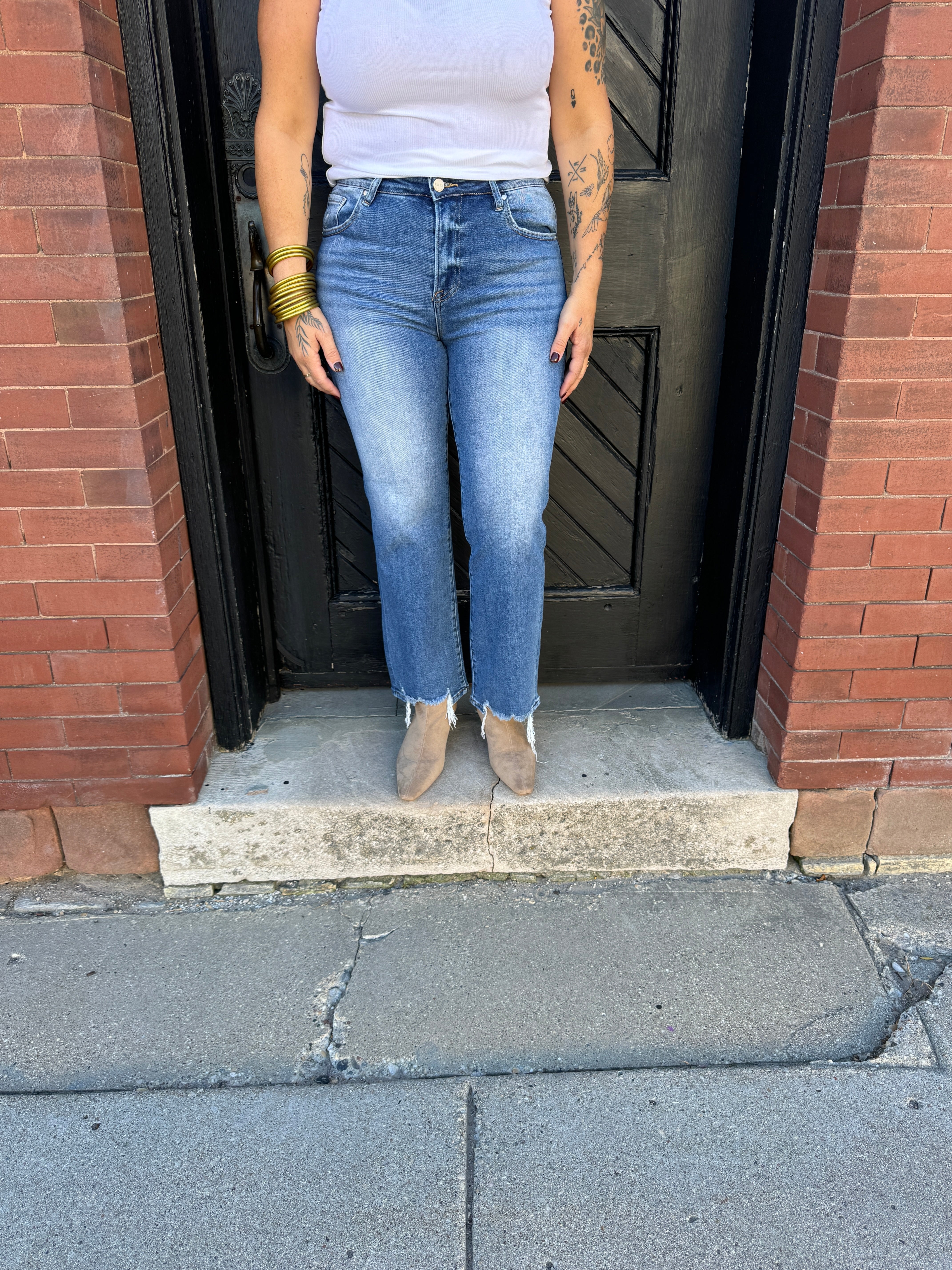 Risen Ankle Straight Relaxed Jeans-Jeans-risen-The Silo Boutique, Women's Fashion Boutique Located in Warren and Grand Forks North Dakota