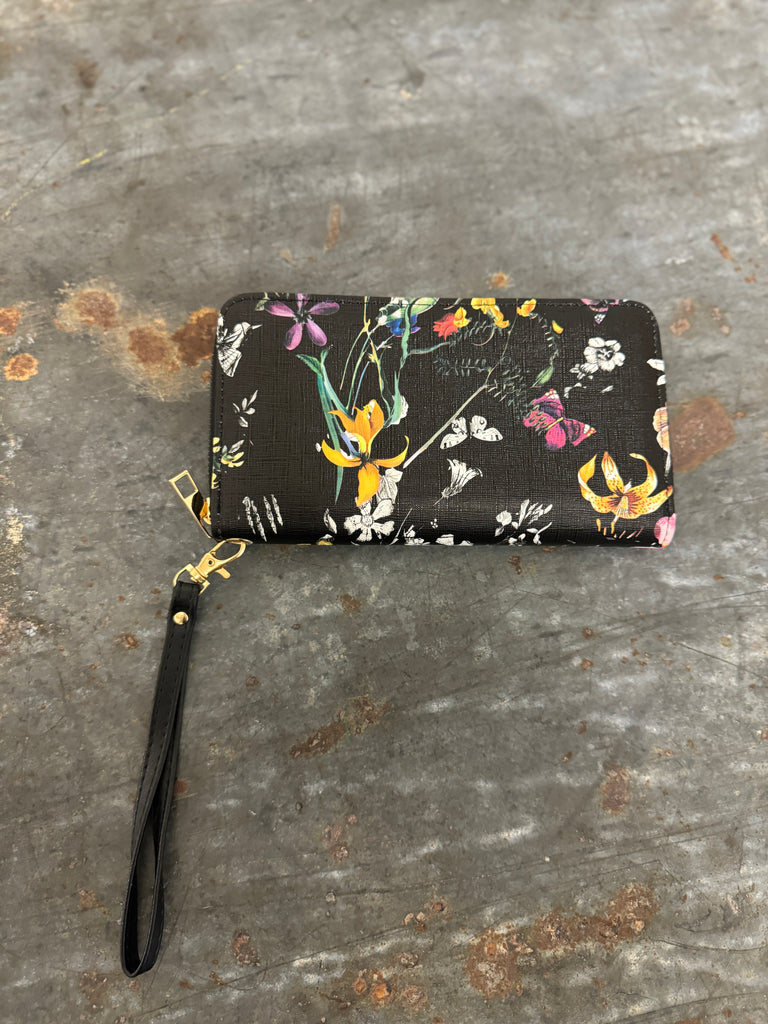 Black Floral Wallet-Purses-princess purse-The Silo Boutique, Women's Fashion Boutique Located in Warren and Grand Forks North Dakota