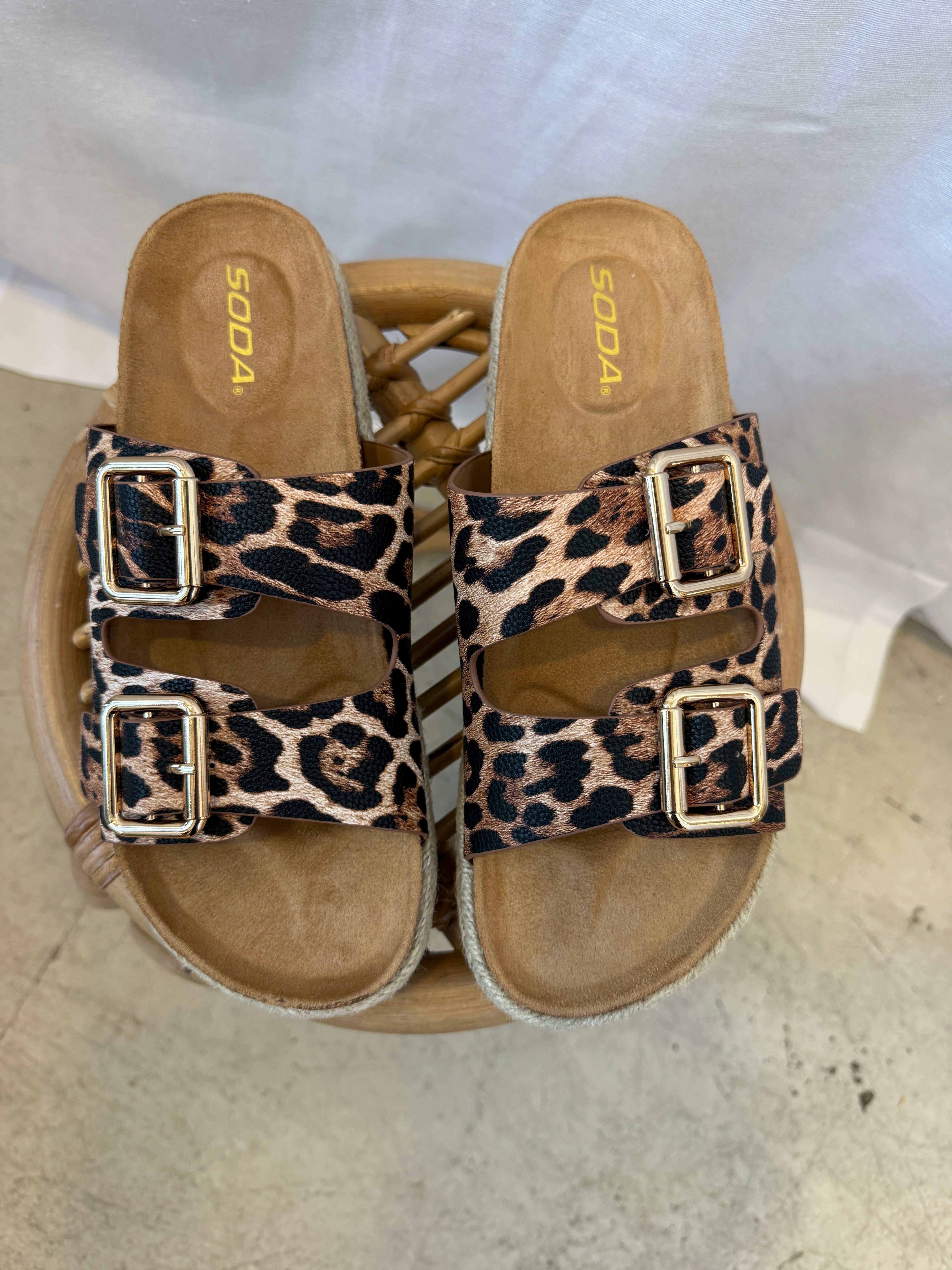 Soda Marfa Leopard Sandal-Sandals-soda-The Silo Boutique, Women's Fashion Boutique Located in Warren and Grand Forks North Dakota