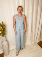 Light Blue Jumpsuit-Jumpsuits & Rompers-she and sky-The Silo Boutique, Women's Fashion Boutique Located in Warren and Grand Forks North Dakota