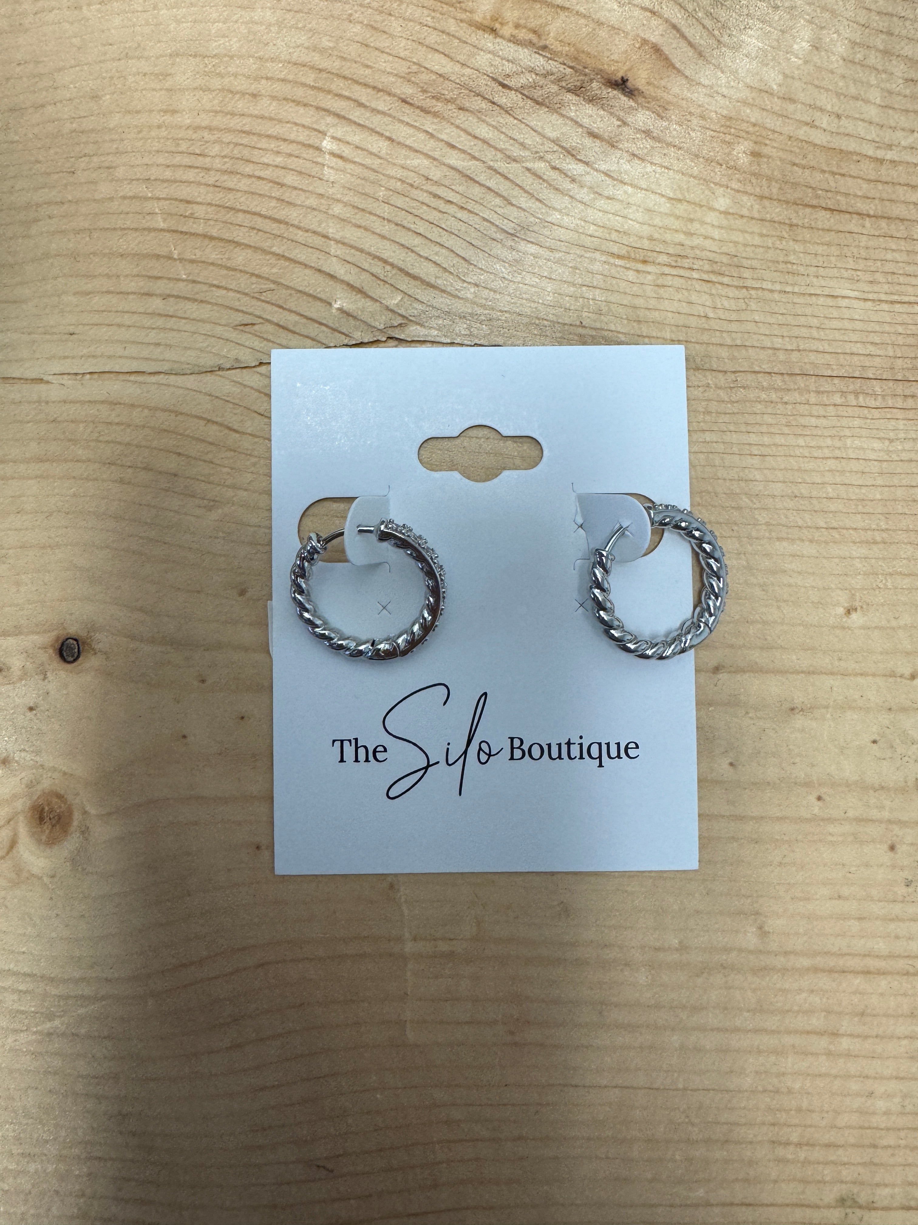 Splendid CZ Twist Hoops-earrings-splendid iris-The Silo Boutique, Women's Fashion Boutique Located in Warren and Grand Forks North Dakota