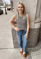 Easy Black White Stripe Tank Top-Final Sale Online Only-Tank Tops-ENTRO-The Silo Boutique, Women's Fashion Boutique Located in Warren and Grand Forks North Dakota