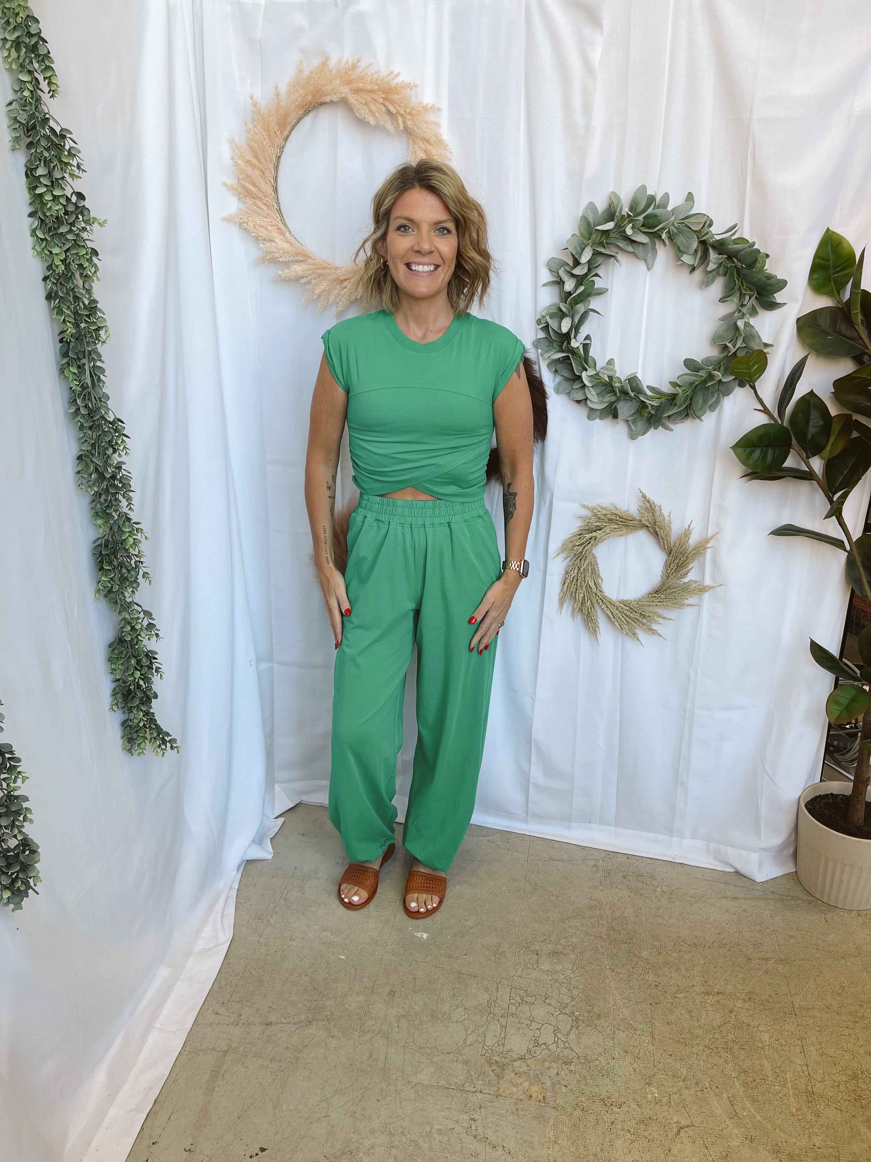 Rae Crossover Set-Green-Outfit Sets-rae mode-The Silo Boutique, Women's Fashion Boutique Located in Warren and Grand Forks North Dakota