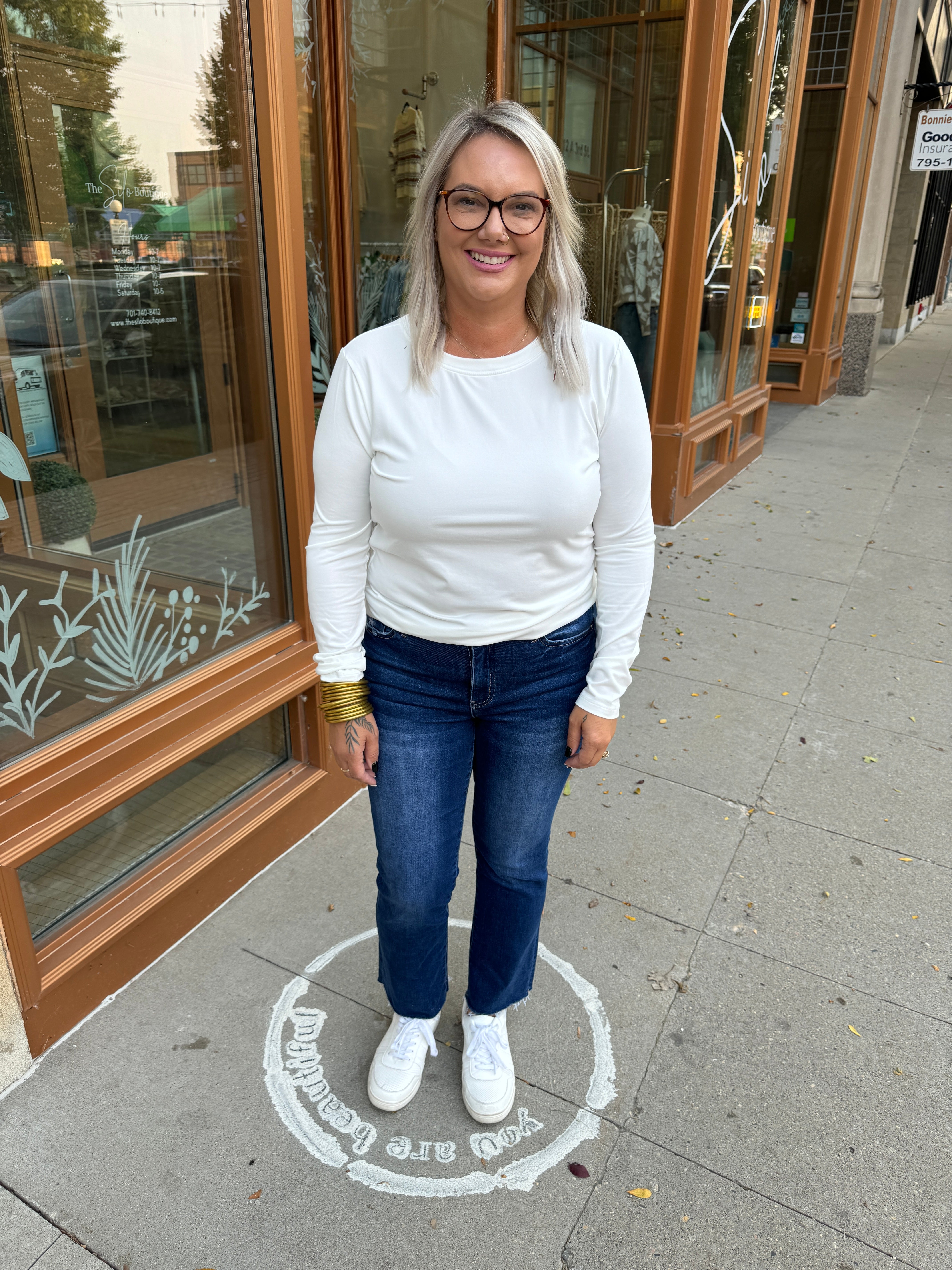 Zoe Long Sleeve Top-White-Long Sleeve Tops-Zenana-The Silo Boutique, Women's Fashion Boutique Located in Warren and Grand Forks North Dakota